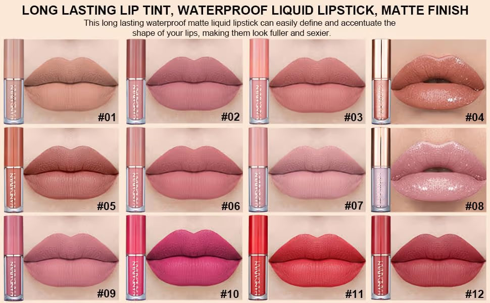 Velvet Matte Liquid Lipstick Set 12Pcs